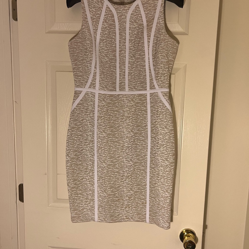 Elegant Beige and White Women's Dress
